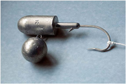 This simple weighted jig allows anglers to return rockfish to depth  see the accompanying article for details