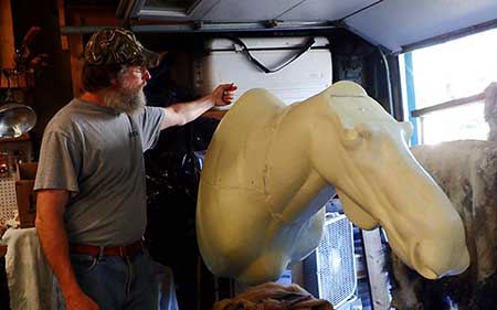 Taxidermist Jeff Kihlmire with a moose form The basic forms are modified in a variety of  ways The skull plate with the antlers will be mounted on the head