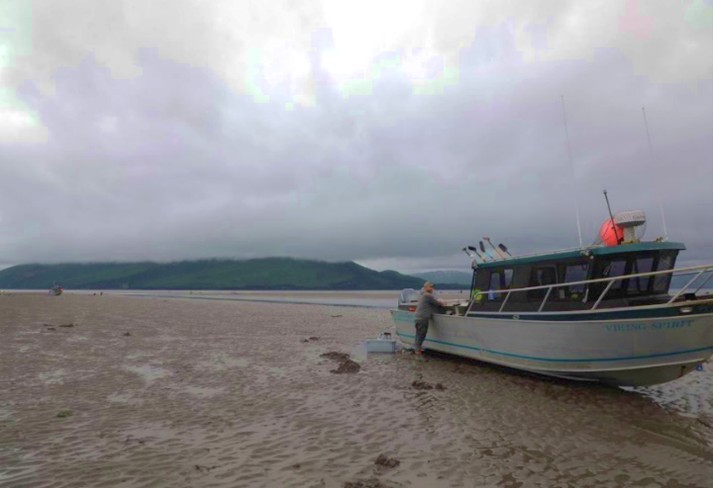 Ocean Shore with Boat parked
