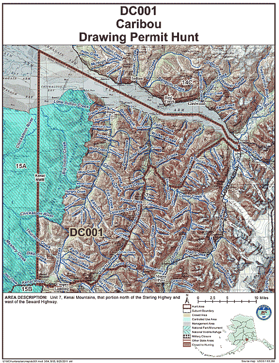 Map of caribou hunt number dc001